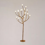 Modern Geometric Imitation Wood Floor Lamp with Glass Globe Shades for Living Room
