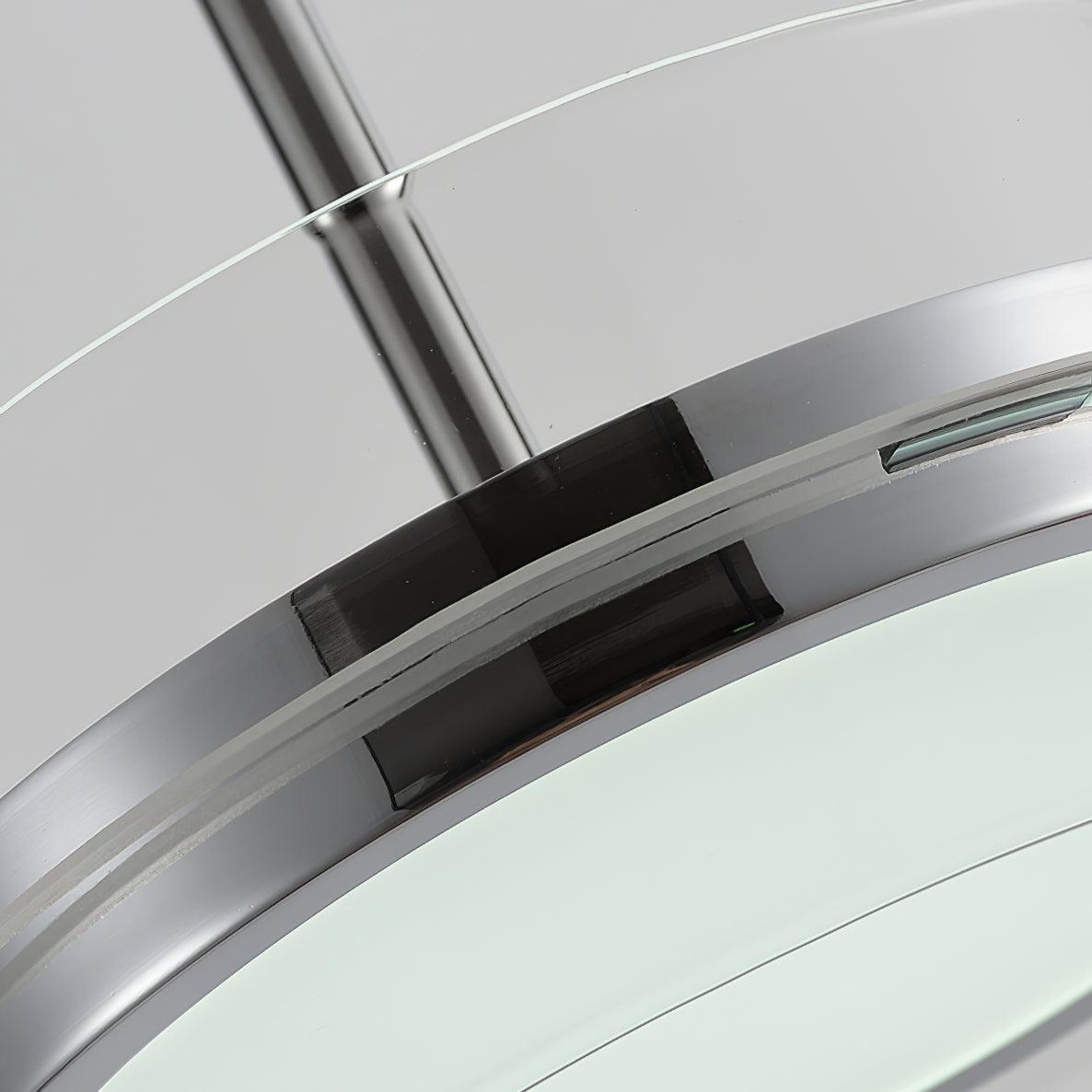 Modern Chrome LED Table Lamp with Cylindrical Glass Shade and Acrylic Elements for Bedroom Decor