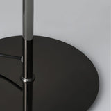 Modern Chrome LED Table Lamp with Cylindrical Glass Shade and Acrylic Elements for Bedroom Decor