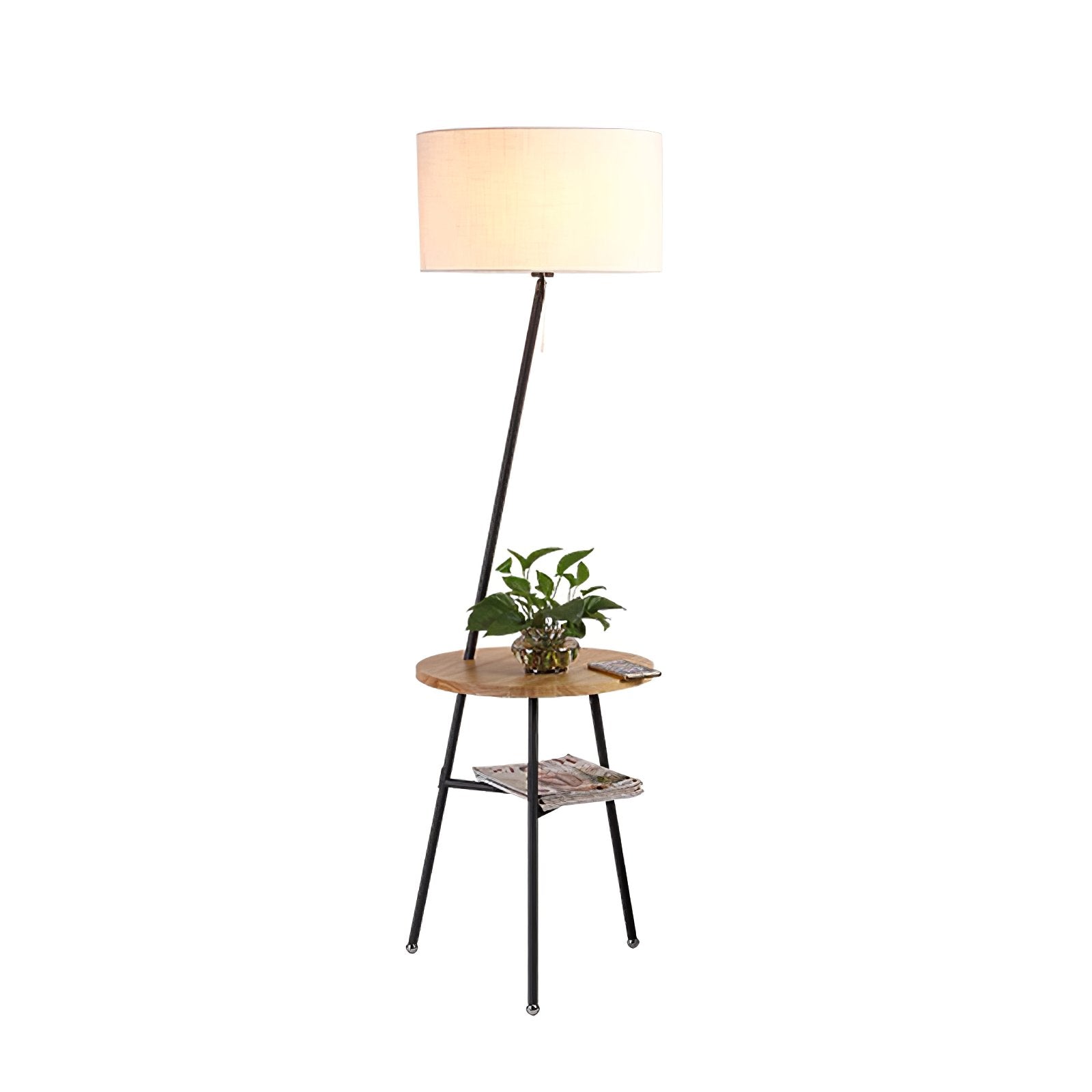 modern-inclined-wood-floor-lamp-with-fabric-shade-and-integrated-side-table