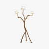 Ines Large Sculptural Floor Lamp Modern Uplight Brass and Fabric Standing Light