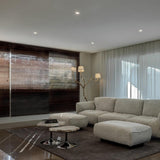 Ines Large Sculptural Floor Lamp Modern Uplight Brass and Fabric Standing Light