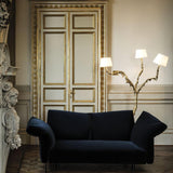 Ines Large Sculptural Floor Lamp Modern Uplight Brass and Fabric Standing Light