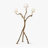 Ines Large Sculptural Floor Lamp Modern Uplight Brass and Fabric Standing Light