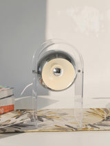 Retro Acrylic and Chrome Sphere Table Lamp Mid Century Modern Side Light