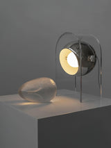 Retro Acrylic and Chrome Sphere Table Lamp Mid Century Modern Side Light