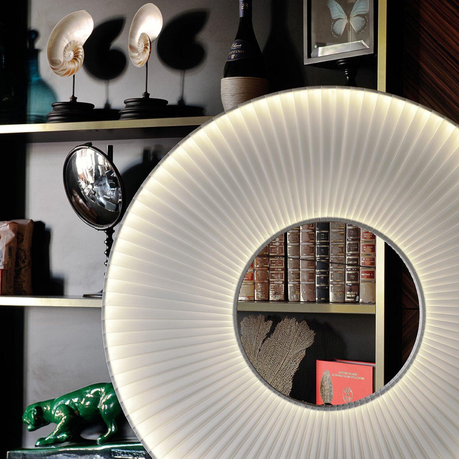 Modern Iris LED Floor Lamp with White Fabric Shade and Adjustable Color Temperatures