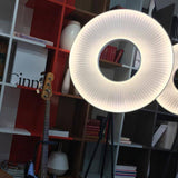 Modern Iris LED Floor Lamp with White Fabric Shade and Adjustable Color Temperatures