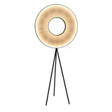 Modern Iris LED Floor Lamp with White Fabric Shade and Adjustable Color Temperatures