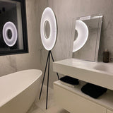 Modern Iris LED Floor Lamp with White Fabric Shade and Adjustable Color Temperatures