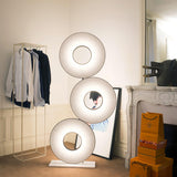 Modern Iris Totem LED Floor Lamp with Large Fabric Shade for Living Room Indoor Sunshine Lighting