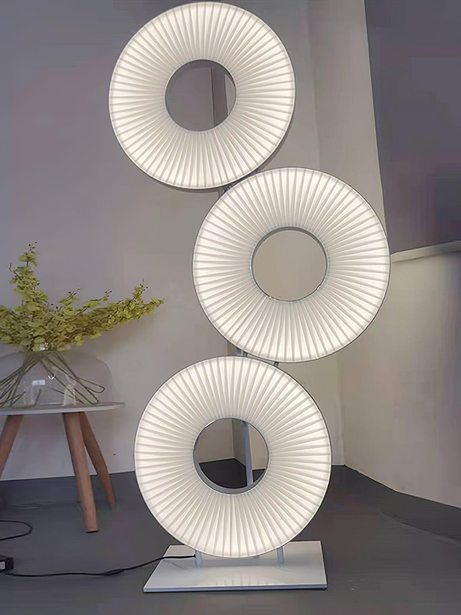 Modern Iris Totem LED Floor Lamp with Large Fabric Shade for Living Room Indoor Sunshine Lighting