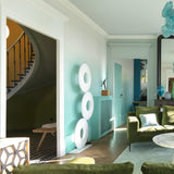 Modern Iris Totem LED Floor Lamp with Large Fabric Shade for Living Room Indoor Sunshine Lighting