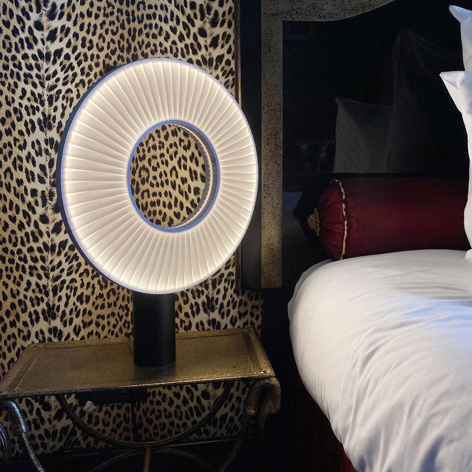 Iris Minimalist LED Portable Table Lamp Modern Fabric Shade Bedside Desk Light Black