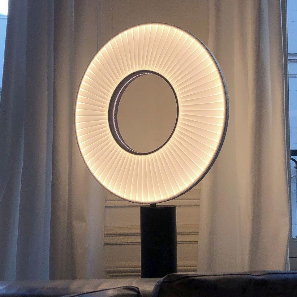 Iris Minimalist LED Portable Table Lamp Modern Fabric Shade Bedside Desk Light Black