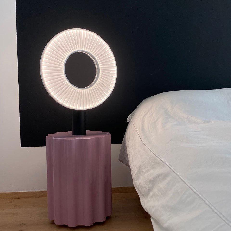 Iris Minimalist LED Portable Table Lamp Modern Fabric Shade Bedside Desk Light Black