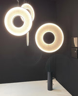 Modern Iris Totem LED Floor Lamp with Large Fabric Shade for Living Room Indoor Sunshine Lighting