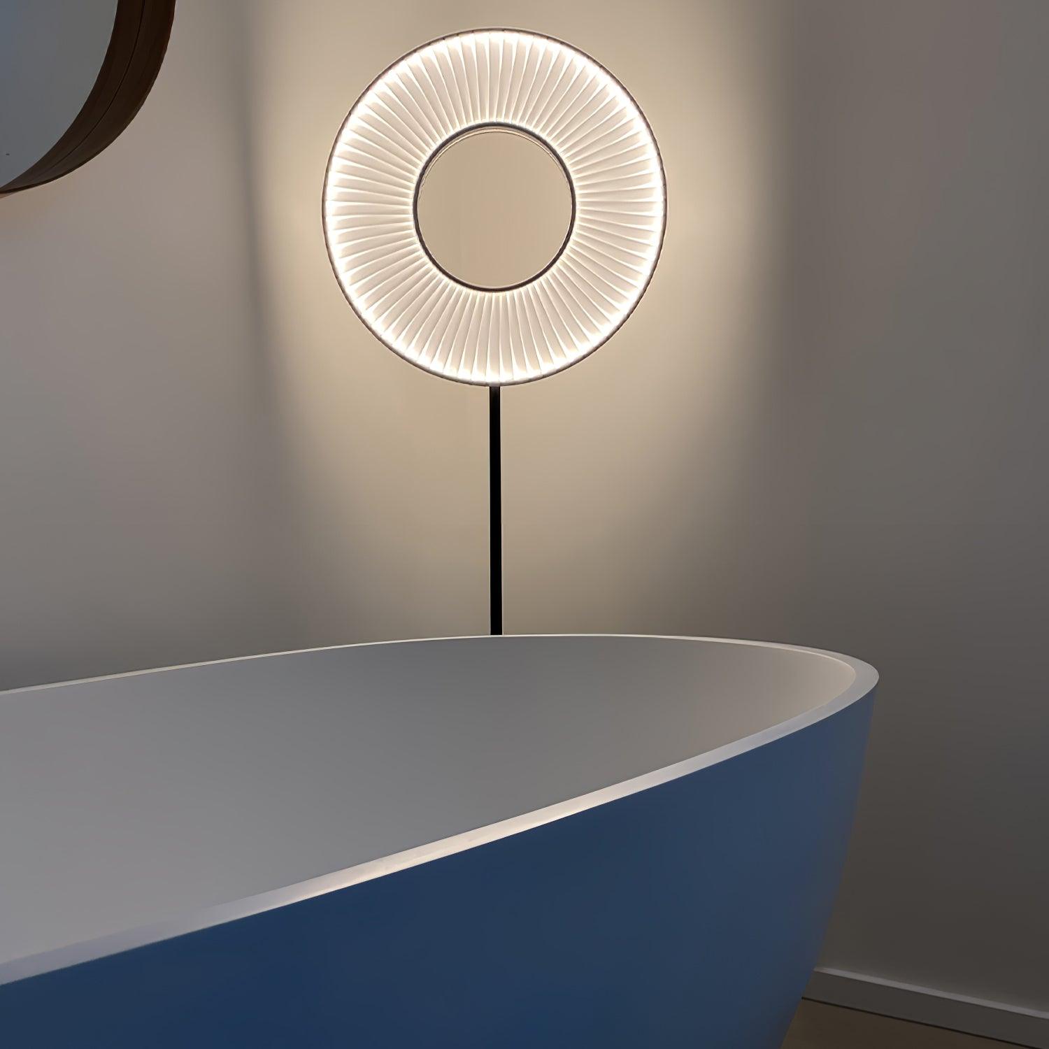 Modern Iris Totem LED Floor Lamp with Large Fabric Shade for Living Room Indoor Sunshine Lighting