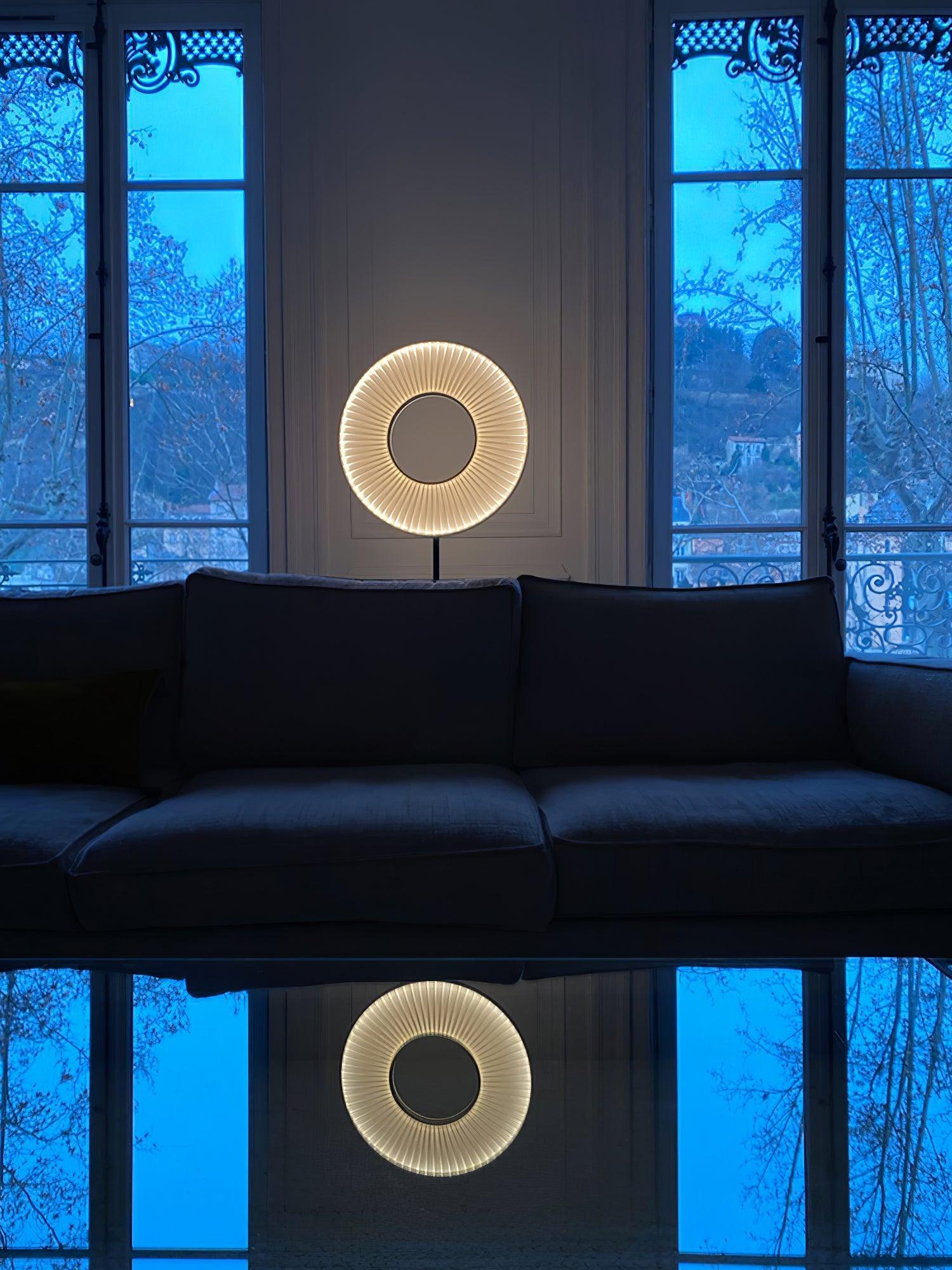 Modern Iris Totem LED Floor Lamp with Large Fabric Shade for Living Room Indoor Sunshine Lighting