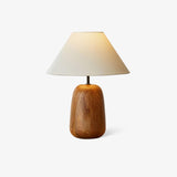 Natural Wood Task Lamp with White Fabric Shade for Bedside and Desk Irving