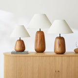Natural Wood Task Lamp with White Fabric Shade for Bedside and Desk Irving