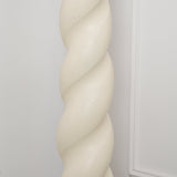 Modern Sculptural Twisted Resin Floor Lamp with White Fabric Drum Shade