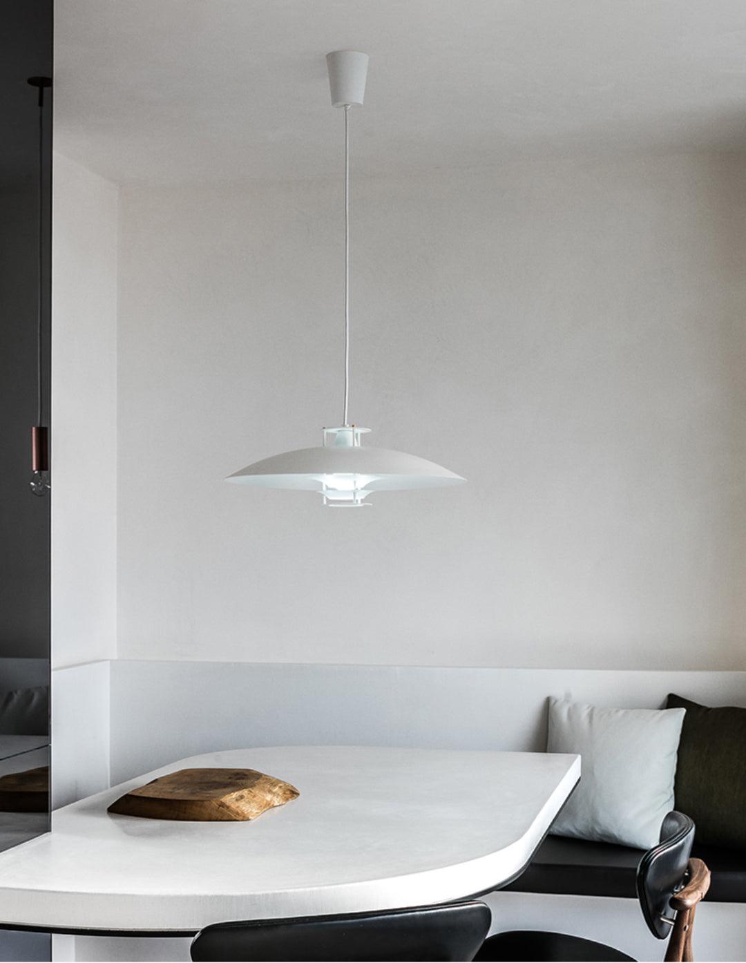 Modern Aluminum Disk Pendant Light Minimalist White and Blue Nordic Hanging Lamp