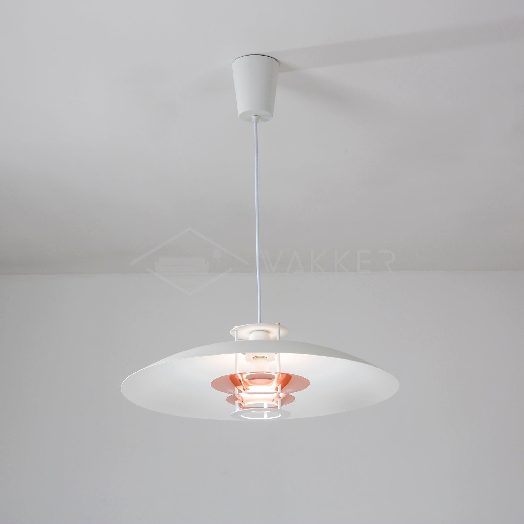 Modern Aluminum Disk Pendant Light Minimalist White and Blue Nordic Hanging Lamp