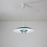 Modern Aluminum Disk Pendant Light Minimalist White and Blue Nordic Hanging Lamp