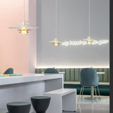Modern Aluminum Disk Pendant Light Minimalist White and Blue Nordic Hanging Lamp