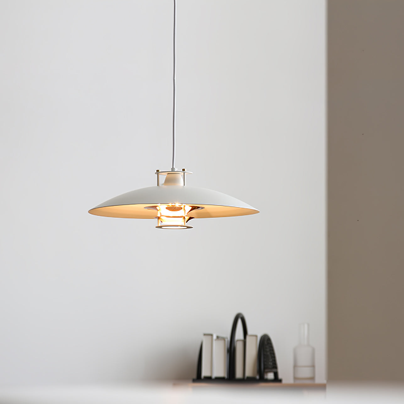 Modern Aluminum Disk Pendant Light Minimalist White and Blue Nordic Hanging Lamp