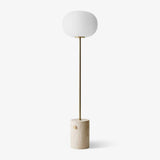 Modern Jwda Travertine Floor Lamp with Spherical Glass Globe and Yellow Stone Base