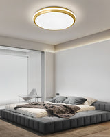 Jameson Modern Slim LED Flush Mount Ceiling Light Brass and Acrylic Fixture