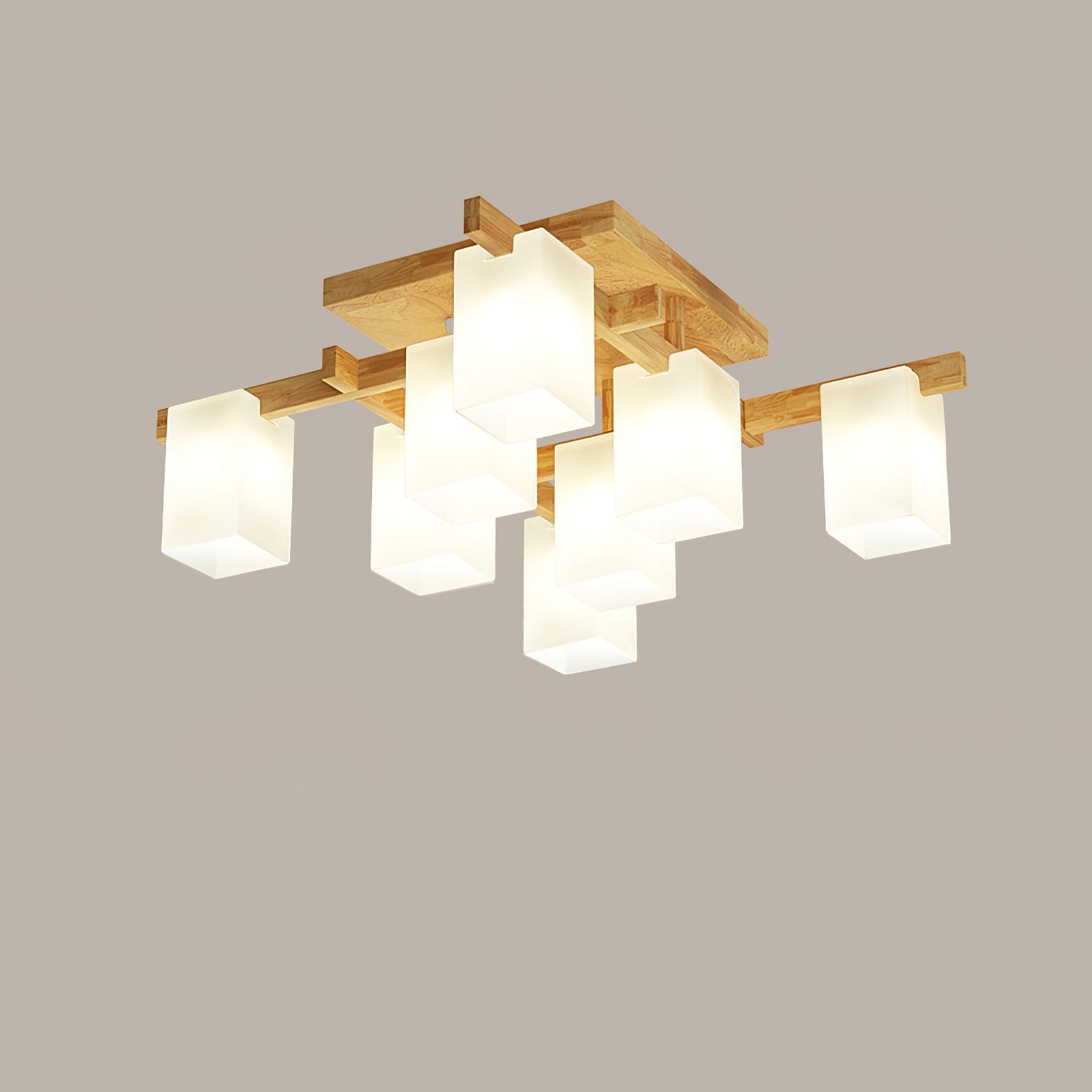 modern-japanese-square-wood-ceiling-light-fixture-with-glass-shades-for-living-room