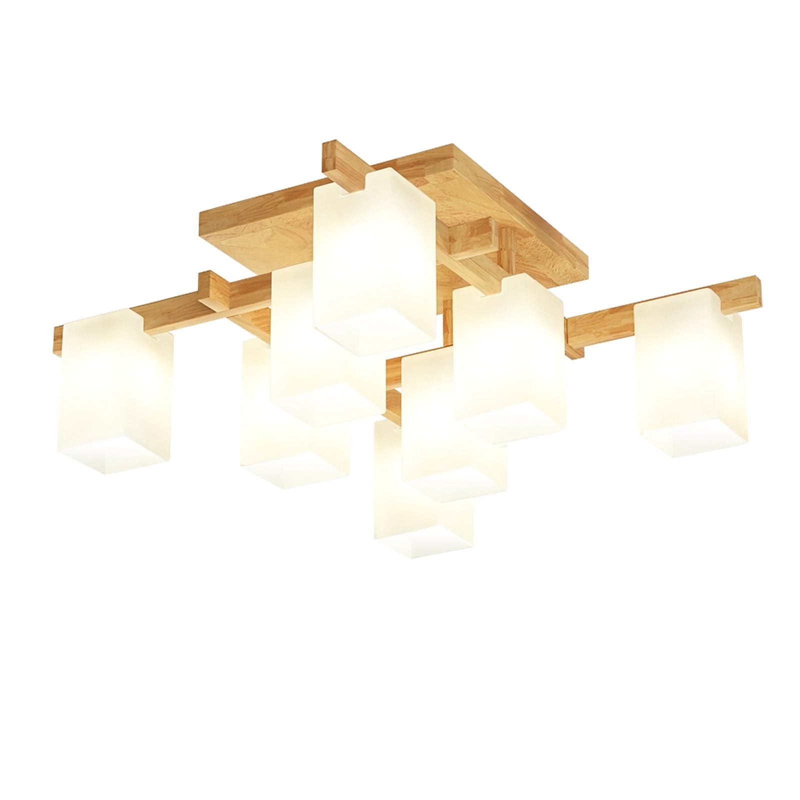 modern-japanese-square-wood-ceiling-light-fixture-with-glass-shades-for-living-room