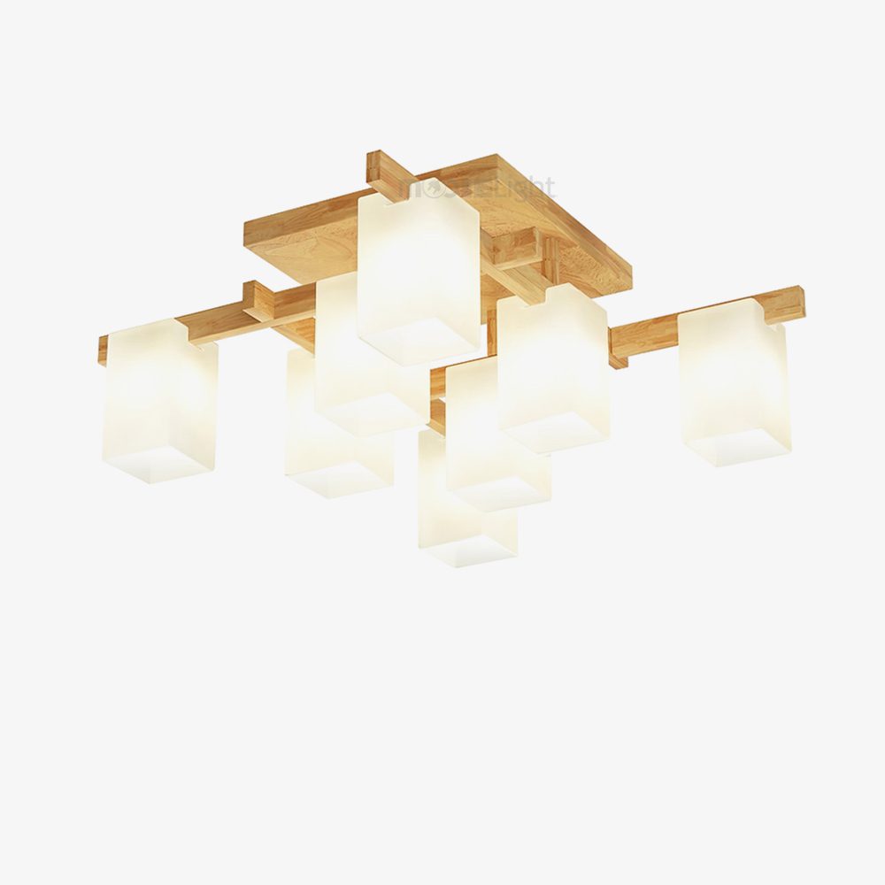 modern-japanese-square-wood-ceiling-light-fixture-with-glass-shades-for-living-room
