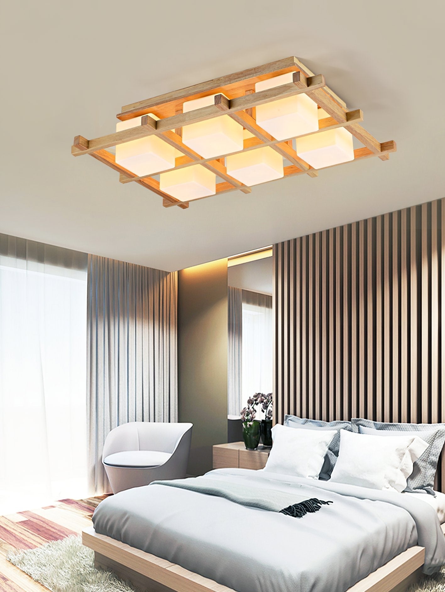 traditional-japanese-style-lattice-wood-ceiling-lamp-with-frosted-glass-shades
