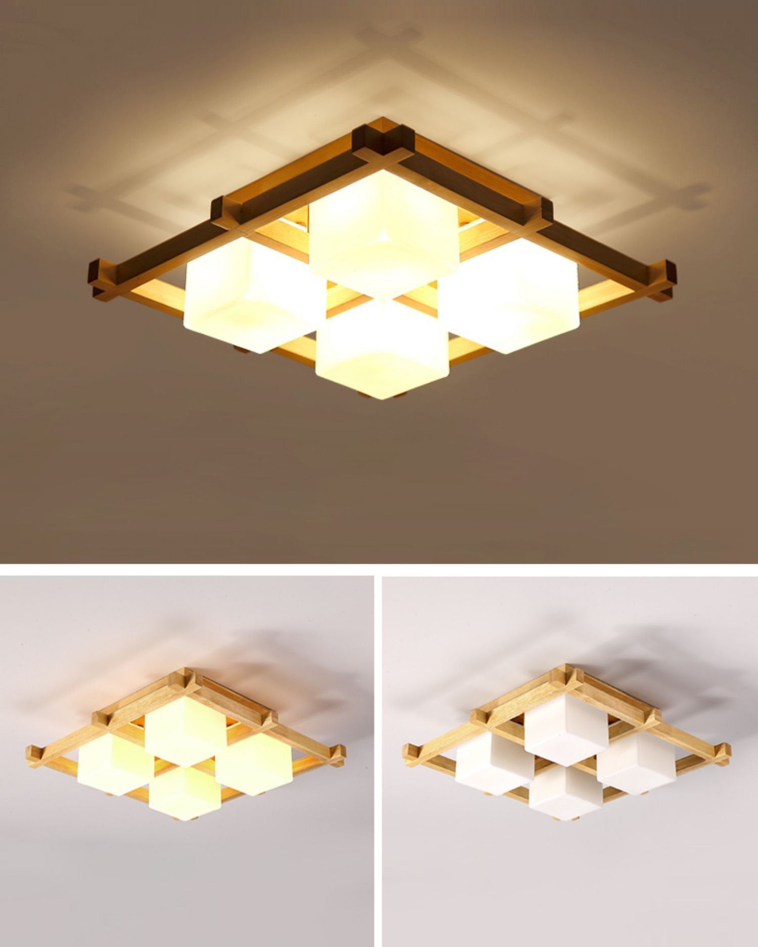 traditional-japanese-style-lattice-wood-ceiling-lamp-with-frosted-glass-shades
