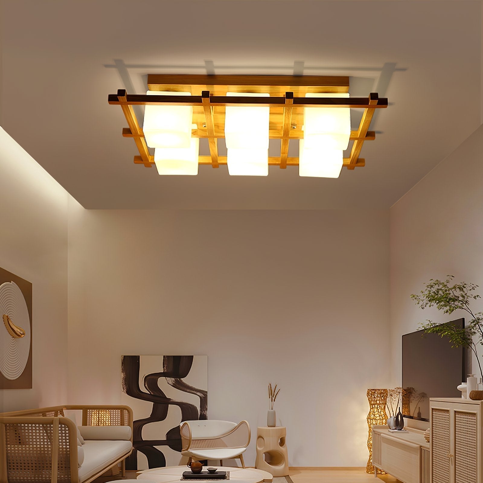 traditional-japanese-style-lattice-wood-ceiling-lamp-with-frosted-glass-shades