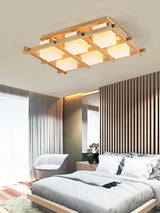 traditional-japanese-style-lattice-wood-ceiling-lamp-with-frosted-glass-shades