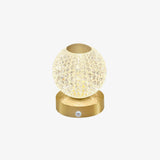 Modern Diamond Cut Crystal LED Table Lamp Cordless Rechargeable Task Light with Polished Brass Finish