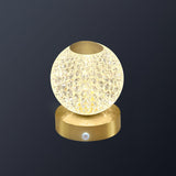 Modern Diamond Cut Crystal LED Table Lamp Cordless Rechargeable Task Light with Polished Brass Finish