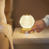 Modern Diamond Cut Crystal LED Table Lamp Cordless Rechargeable Task Light with Polished Brass Finish