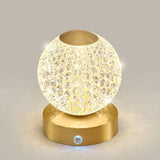 Modern Diamond Cut Crystal LED Table Lamp Cordless Rechargeable Task Light with Polished Brass Finish