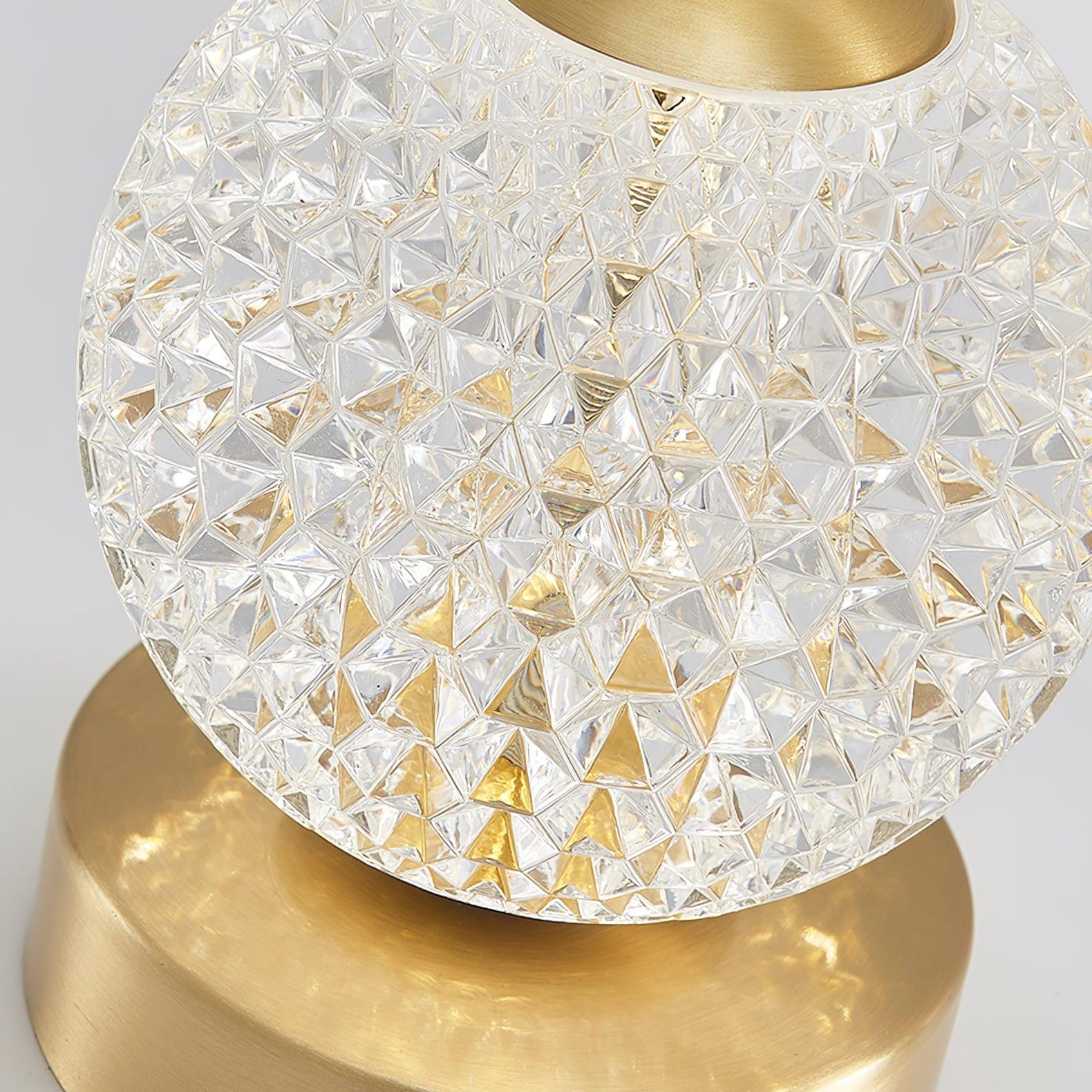 Modern Diamond Cut Crystal LED Table Lamp Cordless Rechargeable Task Light with Polished Brass Finish