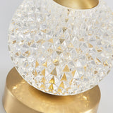 Modern Diamond Cut Crystal LED Table Lamp Cordless Rechargeable Task Light with Polished Brass Finish