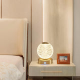 Modern Diamond Cut Crystal LED Table Lamp Cordless Rechargeable Task Light with Polished Brass Finish