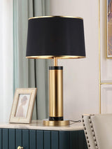 Jaspar Gold Metal Desk Lamp with Elegant Fabric Shade for Modern Home Office and Bedroom