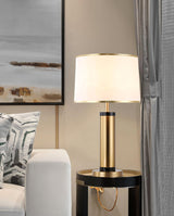 Jaspar Gold Metal Desk Lamp with Elegant Fabric Shade for Modern Home Office and Bedroom