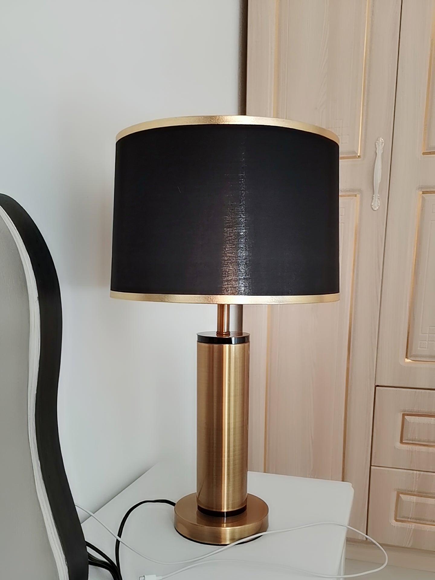 Jaspar Gold Metal Desk Lamp with Elegant Fabric Shade for Modern Home Office and Bedroom